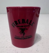 Fireball Cinnamon Whisky Whiskey Red Shot Glass L Porcelain