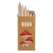 6 x 'Toadstools' Short 85mm Pencils / Coloured Pencil Set PE00021165 