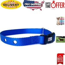 Durable Heavy-Duty Nylon Dog Collar Strap for All Breeds - Blue, Fits 26''