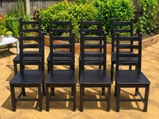 8x IKEA KAUSTBY Dining Chair Black Brown Wooden Ladder Back –  RARE