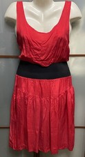 Contempo Casuals Vintage 80s Red Black Waistband Ruffle Peasant Cottage Dress M