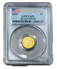 2010 $5 1/10ozt American Gold Eagle PCGS MS 70, First Strike Flag Label