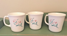 Vintage 80's Corning Ware Corelle Rosemarie Coffee Flower Mug Set of 3
