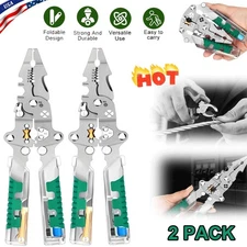 2Pcs 18 In 1 Foldable Ｗire Stripper, Multifunctional Folding Wire Stripping Tool