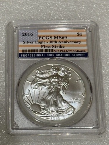 2016 Silver Eagle PCGS MS69 ~~ Rare First Strike USA Flag ~~ No Spots ~~ (404)