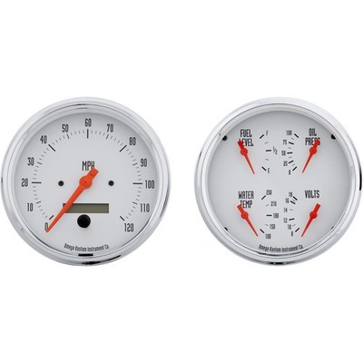 Omega Kustom Quad Gauge and Electric Speedo, 4-5/8, Kool White