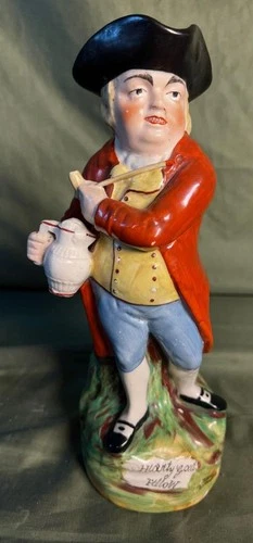 Old Staffordshire English Art Pottery Toby Mug Man Stein Pipe Hearty Good Fellow