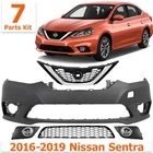 Front Bumper Cover Paintable & Grille Assembly Kit For 2016-2019 Nissan Sentra