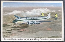 Early 1950’s Postcard Of Chicago And Southern Air Line Luxury Constellation