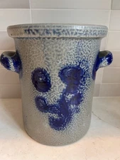 Blue & Tan #3 Salt Glazed Stoneware Crock