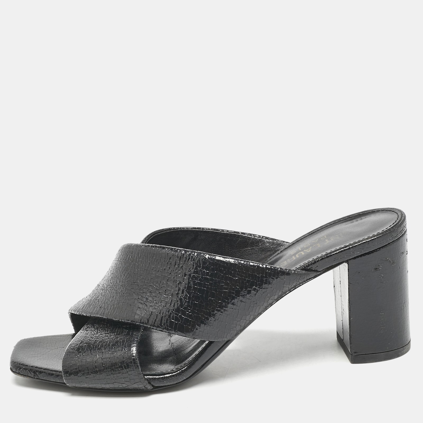 Sandali Saint Laurent neri in pelle Loulou con cinturino incrociato misura 36