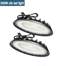 2 Pack UFO Led High Bay Light 200W Shop Warehouse Factory Commercial Industrial