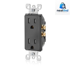 15 Amp Decora Tamper-Resistant Duplex Electrical Wall Outlet, , Black