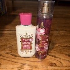 Bath  Body Works Strawberry Snowflakes Fine Fragrance Mist - 8oz And Lotion