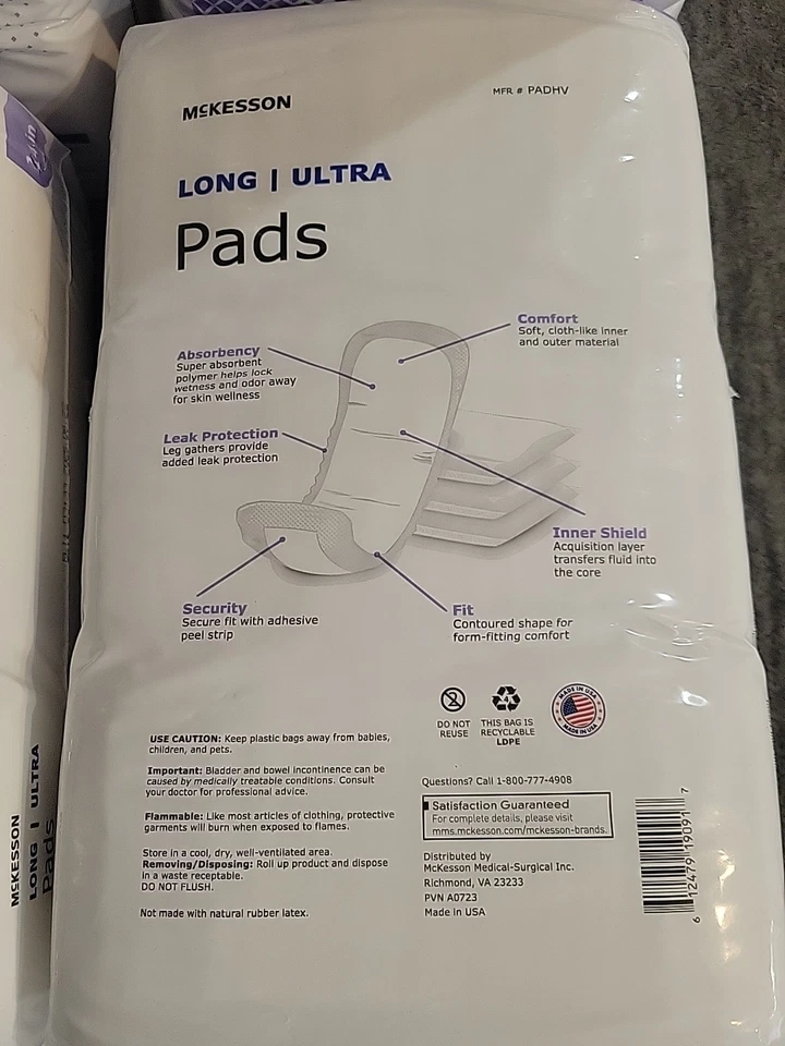 Pack de 4 McKesson! 168 Almohadillas Largas Ultra Unisex para Incontinentes Almohadilla de 14" Pesadas ¡LAS MÁS BARATAS! Foto 4 de 4