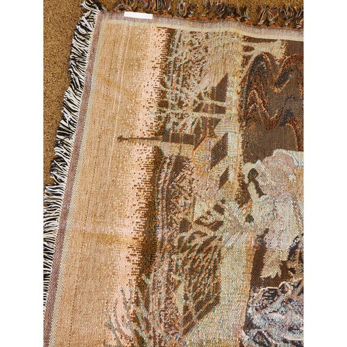 Tapestry New England Rug Pair Horse Drawn Carriage Holiday Christmas Throw 27x45 - Picture 11 of 22