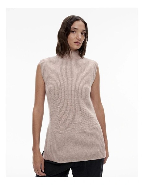WITCHERY grey wool blend high neck sleeveless jumper Sz S gently wornRRP $129.95
