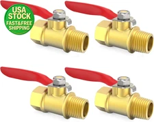 Brass Ball Valve 1/8" NPT Male to Female Air Compressor Shut Off Switch 4 Pack