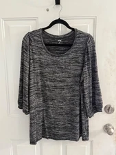 Evri Womens Dark heather Gray Lightweight sweater Size OX 3/4 sleeve round neck