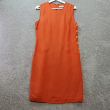 Ann Taylor Sheath Dress Women 8 Orange Sleeveless Linen Blend Office Minimalist