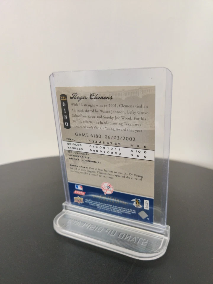 Tarjeta coleccionable de béisbol ROGERS CLEMENS YANKEES STADIUM LEGACY 2008 UDC JUEGO 6180 Foto 4 de 4