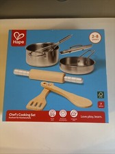 Hape Chef's Cooking Set 7 pc Wooden Like Real Kids Kitchen Set