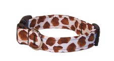 Wet Nose Designs Colorful BROWN Moo Dog Collar Cow Spots Western Cowboy