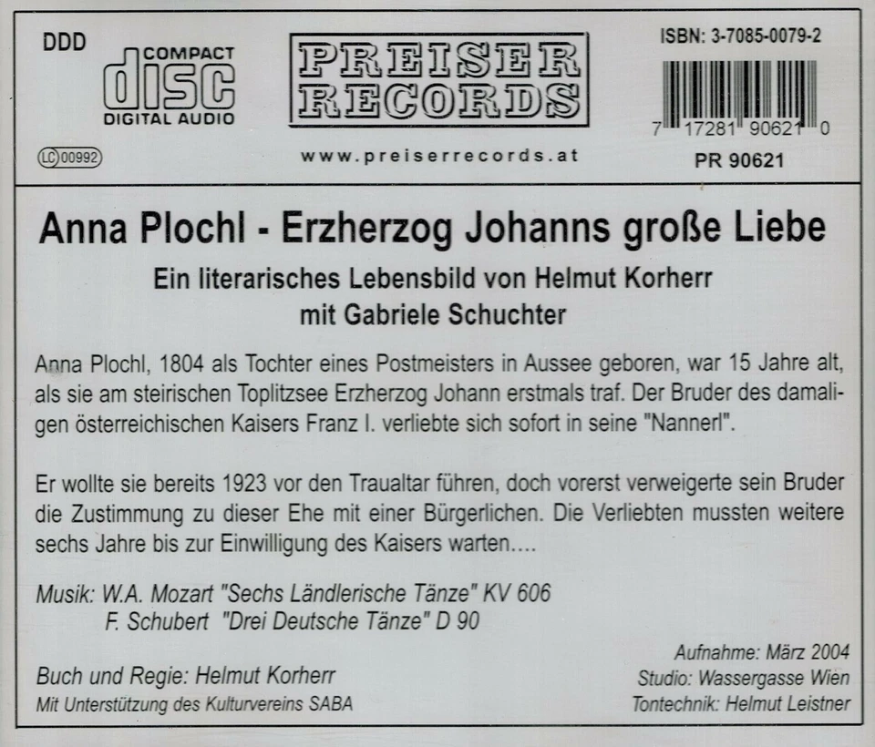 MUSIK-CD NEU/OVP - Anna Plochl - Erzherzog Johanns grosse Liebe - Bild 2 von 2