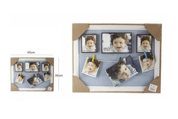 Cornice Portafoto ATHEN Bildershop-24 Con Corda E 20 Mollette In Legno - 40x60 Cm, Nero Opaco Con Passepartout Crema, Bacheca Da Parete