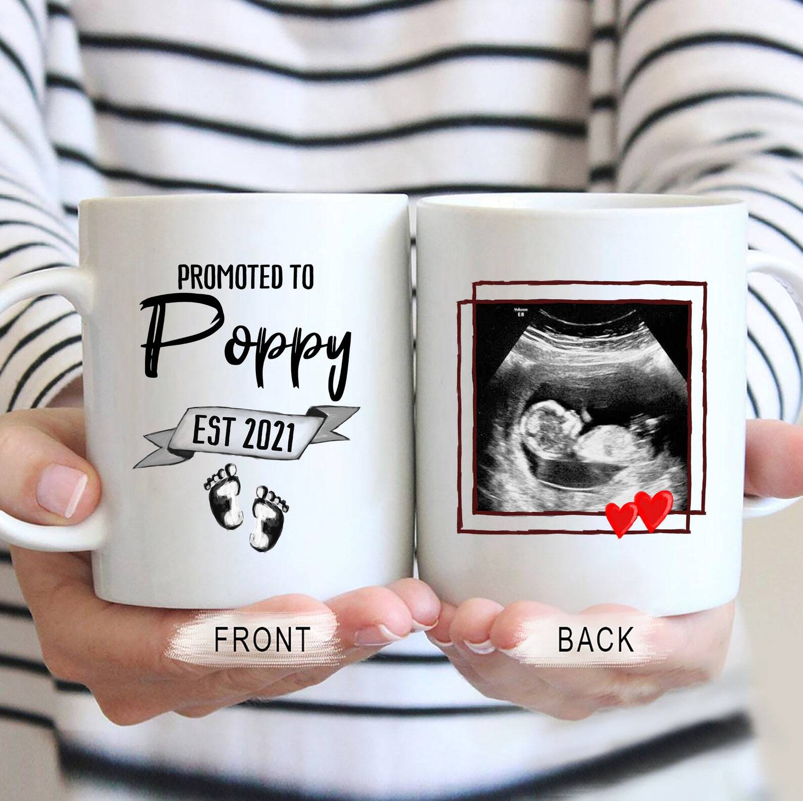 Promoted To Poppy Mug Personalized Ultrasound Gift Custom Pregnancy Announcement