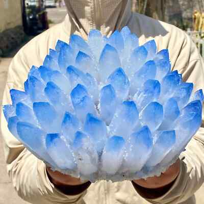 13.2LB TOP New blue Phantom Quartz Crystal Cluster Mineral Specimen Home Deco