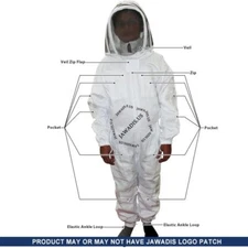 White Beekeeper Full Suit w/ Fence Veil - Small Adult Protective Gear