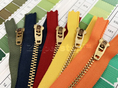 2pcs 14'' YKK 4.5s Brass Pant Metal Zipper Sami-Automatic Lock Closed End