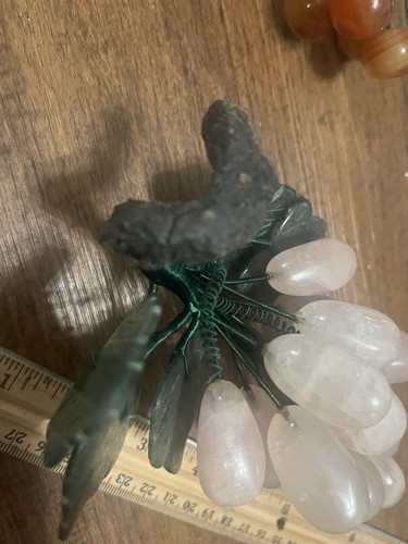 VTG Decorative Rose Quartz?glass Grape Cluster Stone Fruit Jade Apple 18 Pieces - Picture 18 of 23