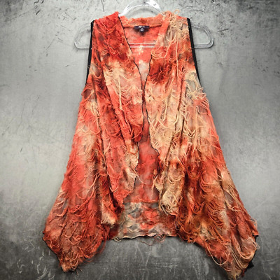 Lily Shredded Butterfly Vest Womens M Orange BOHO Festival Fairy Grunge Firmiana