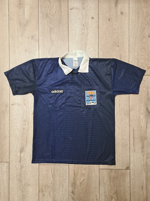 REFEREE JERSEY VINTAGE SOCCER ADIDAS 1994 RETRO BLUE FOOTBALL