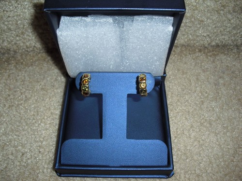 DAVID YURMAN CHICLET 18K GOLD CITRINE SMOKEY Quartz HOOP EARRINGS RARE NEW $2985 - Picture 2 of 9