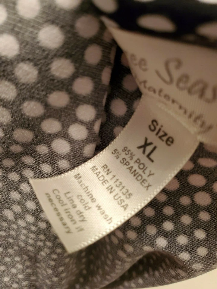 Three Seasons Womens Shirt Top Blouse Size XL X Large Black White Polka Dot - Image 3 of 4