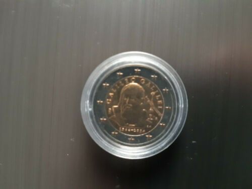 2 Euro 2014 Italien mit Goldapplikation 450.Geb. Galileo Galilei in Kapsel -st- - Bild 1 von 2