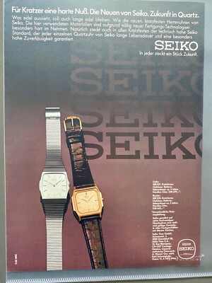 Seiko Quartz Kratzfeste Armbanduhren Original 1982 Vintage Watch Advert Werbung