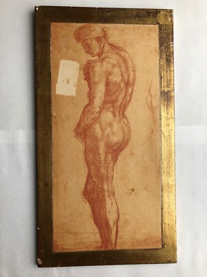Vintage Italia F.LLi ALINARI Soc. Az, I. D. E. A  Michaelangelo Nude Man Sketch