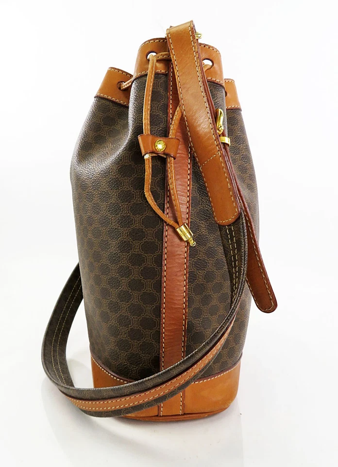 Auténtico Bolso de Hombro Cartera CELINE Marrón Macadam PVC Lona y Cuero #61073 Foto 4 de 4