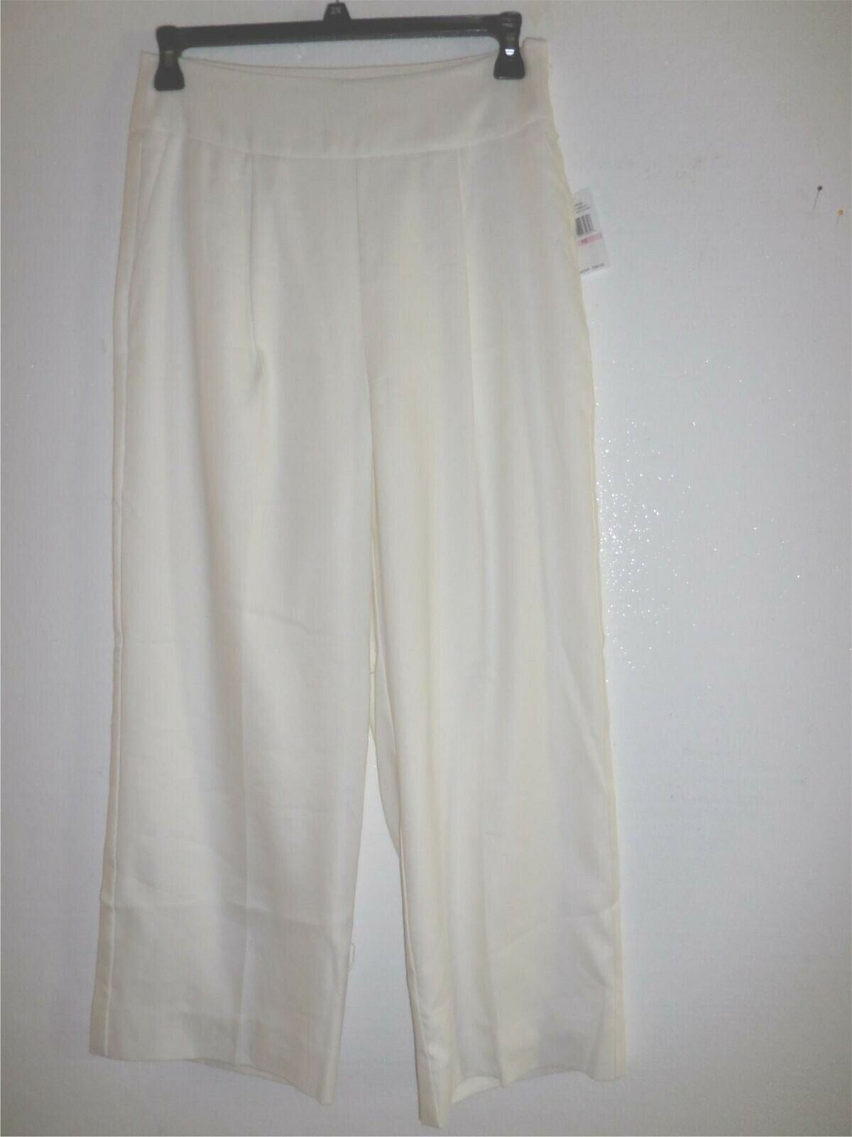 FILA Pantaloni cropped Court & Rowe morbidi misto lino ecrù gamba larga taglia 14 nuovi con etichette $99