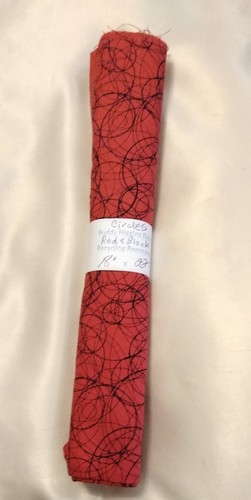 Cotton Fabric 18" x 22" Red with Black Circles Mary Ellen Hopkins for SSI - Picture 2 of 10