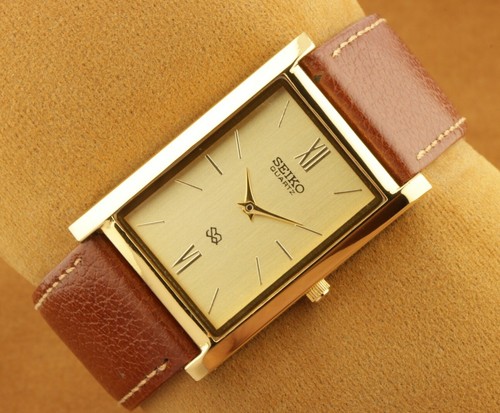 Vintage Dorato Seiko Quarzo Quadrato da Uomo Giappone Lavoro Polso Orologio  New | eBay