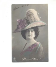 Postcard  Fantasy  Glamour Victorian  HAT Fashion 1910-20  RPPC TA1452