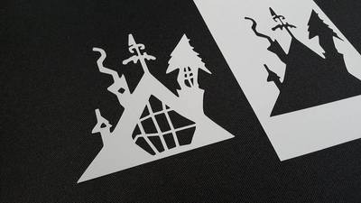 #2 Stadt gruselige gruselige Gebäude Airbrush Farbe wiederverwendbare Schablone Halloween DIY