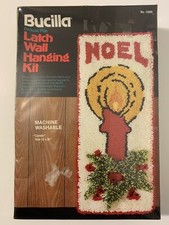 Vintage 70s New Bucilla Noel Christmas Latch Wall Hanging Kit Candle Rug 12x30