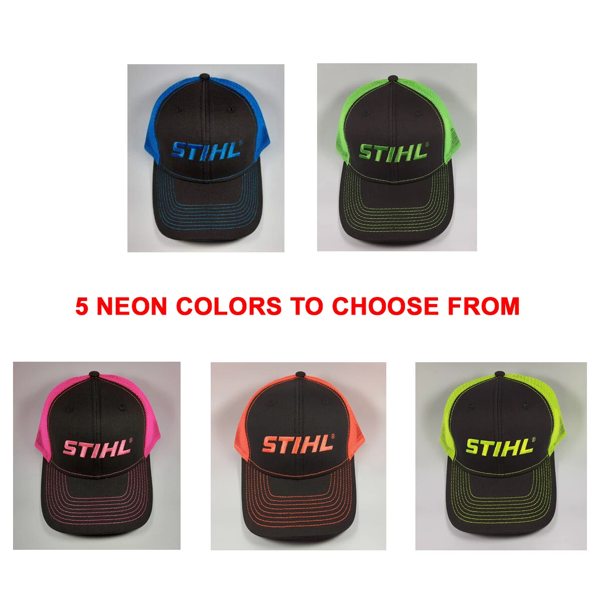 STIHL® genuine licensed neon baseball cap/hat blue/green/pink/orange/yellow NEW!