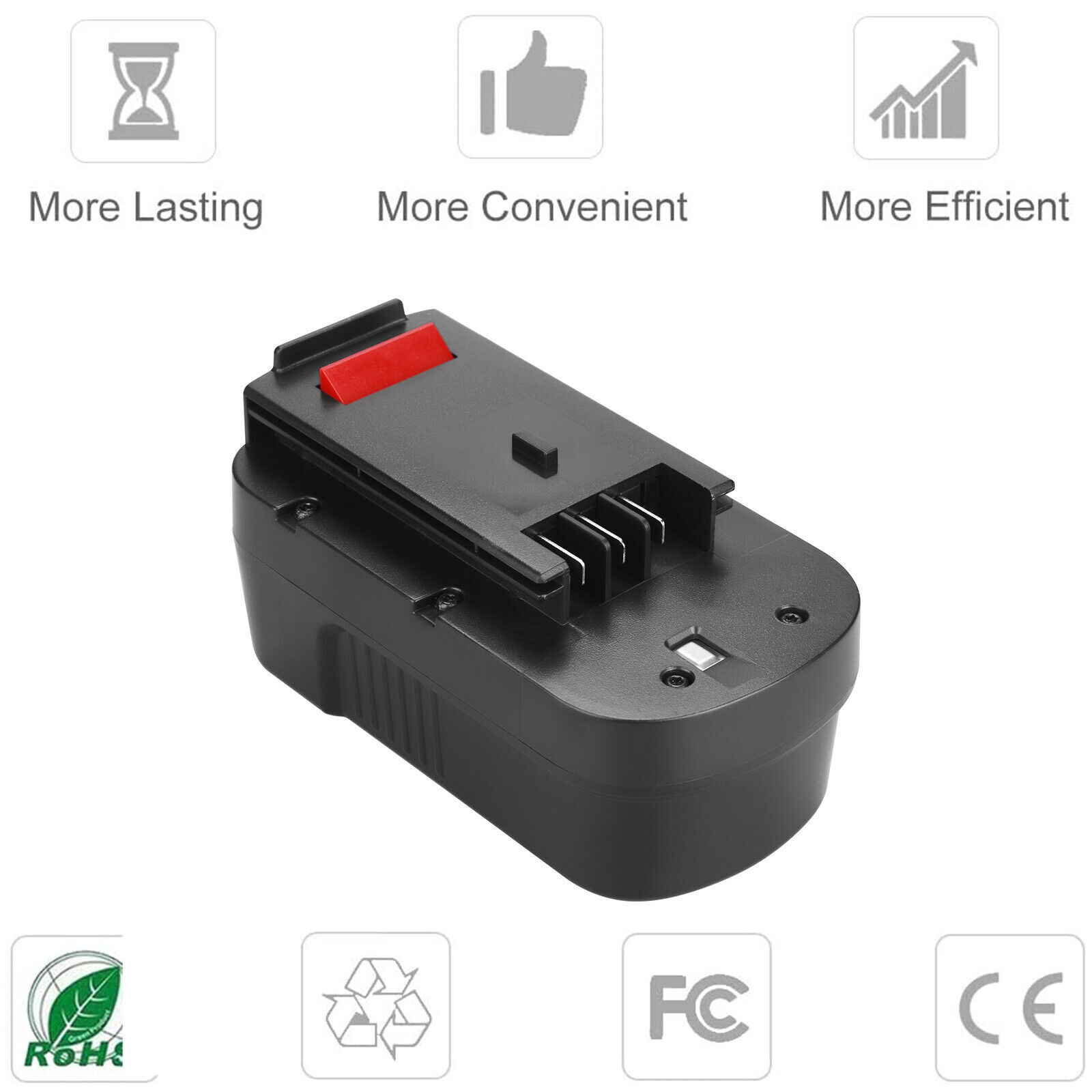 2 Pack 18V for Black and Decker HPB18 18 Volt 4.8Ah Battery HPB18-OPE 244760-00A - Thumbnail 7